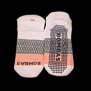 F)Bombas White and Peach Athletic Socks-SM  2 Pairs